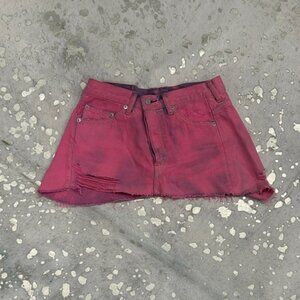Pink Distressed Mini Skirt